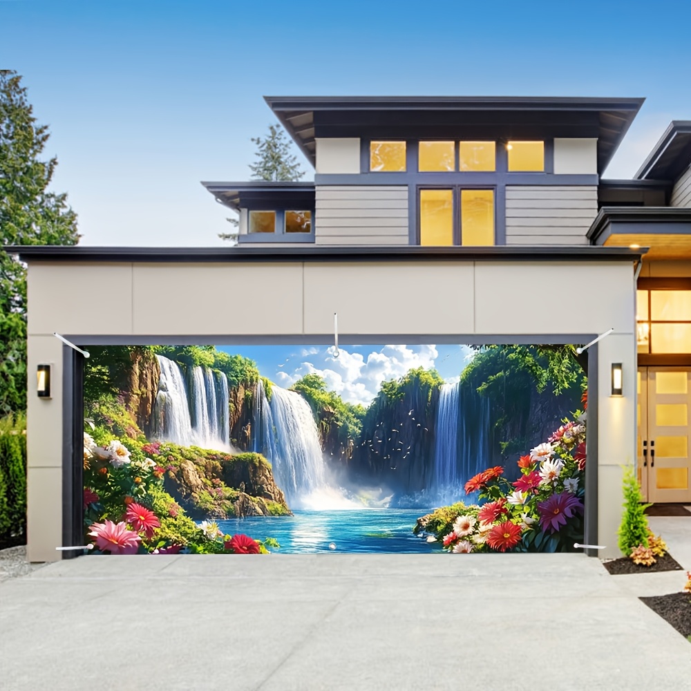 Outdoor Power Garage - Elegante pancarta floral para puerta de