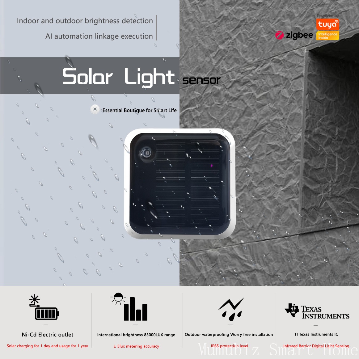 Outdoor Power Monitor - Sensor de luz solar Tuya Zigbee: