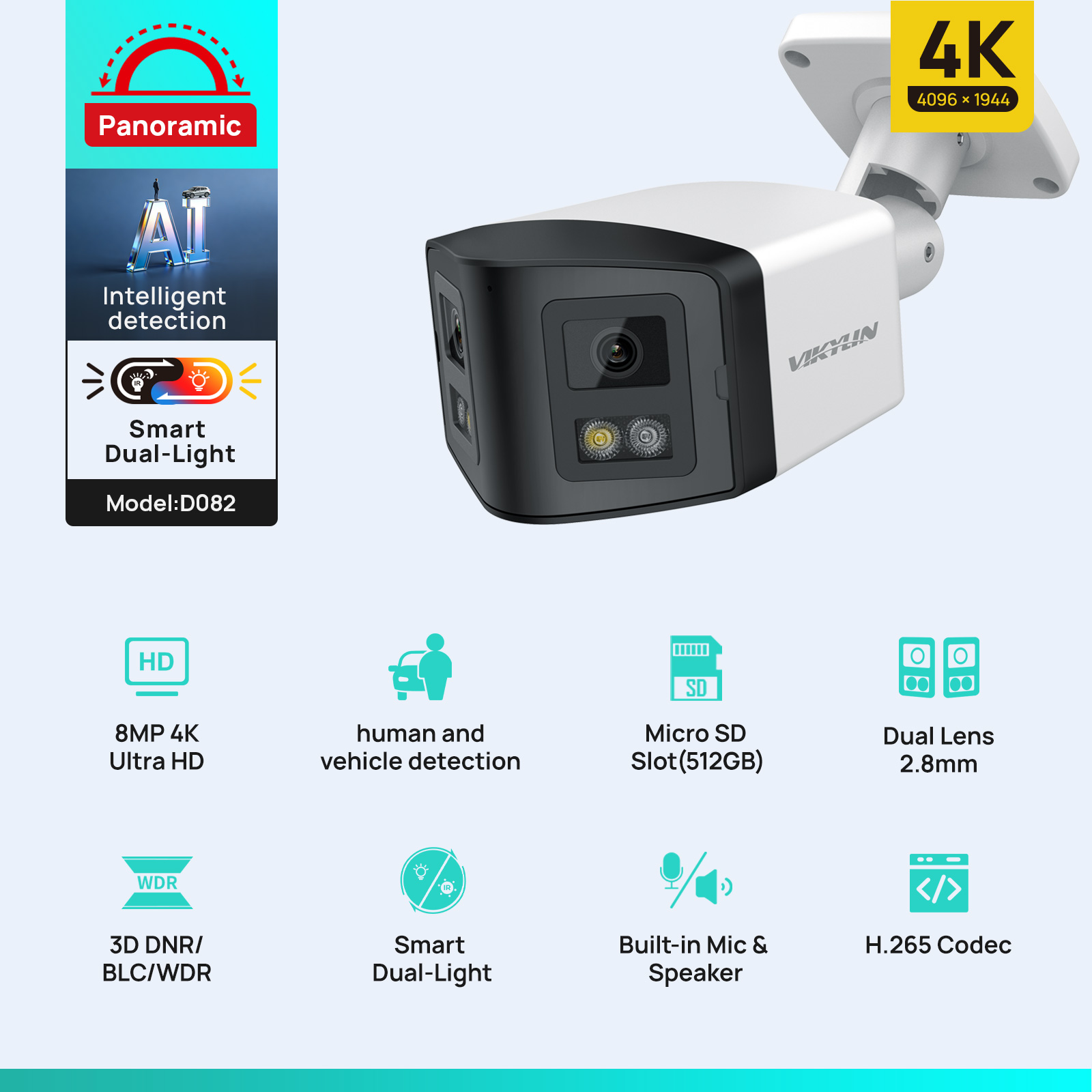 Outdoor Power G Motion - VIKYLIN 170 ° Cámara de seguridad