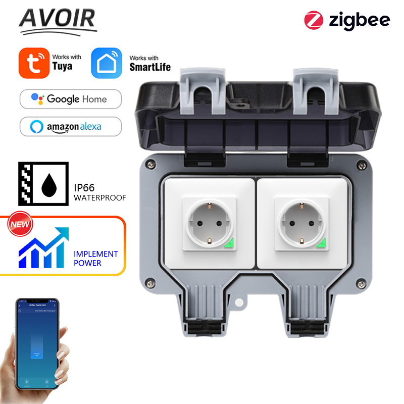 Outdoor Power Junction Box - Avoir Tuya Zigbee enchufes eléctricos IP66