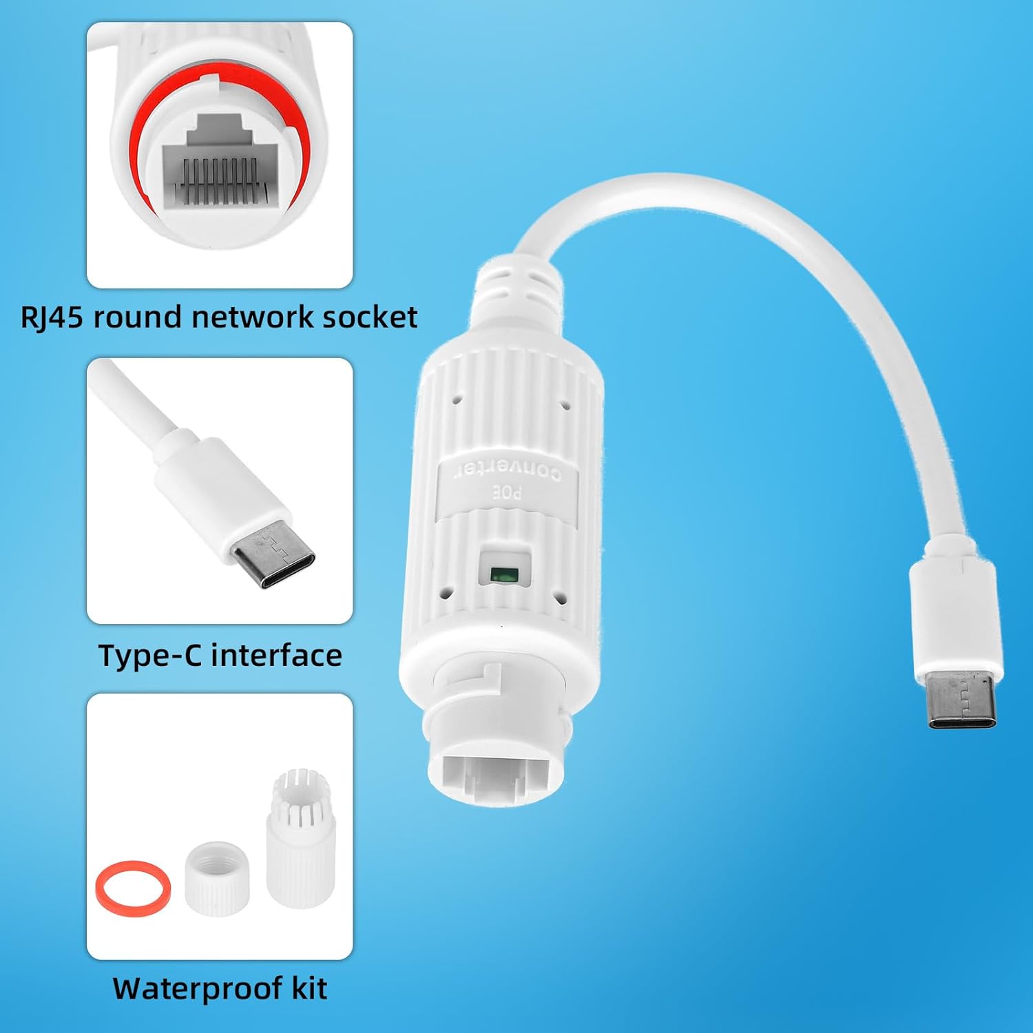 Outdoor Power Monitor - Convertidor de Energía POE a USB-C,