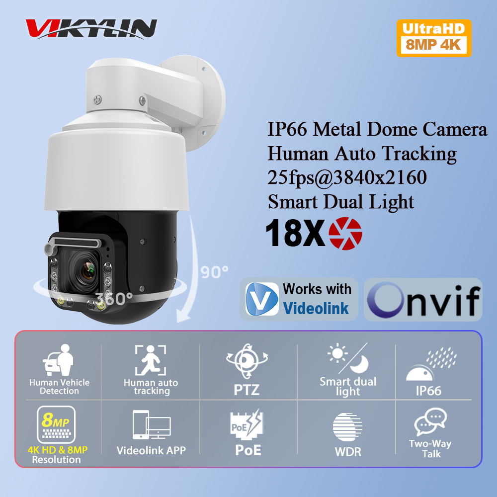 Outdoor Power G Motion - Cámara IP PTZ Vikylin 4K 8MP