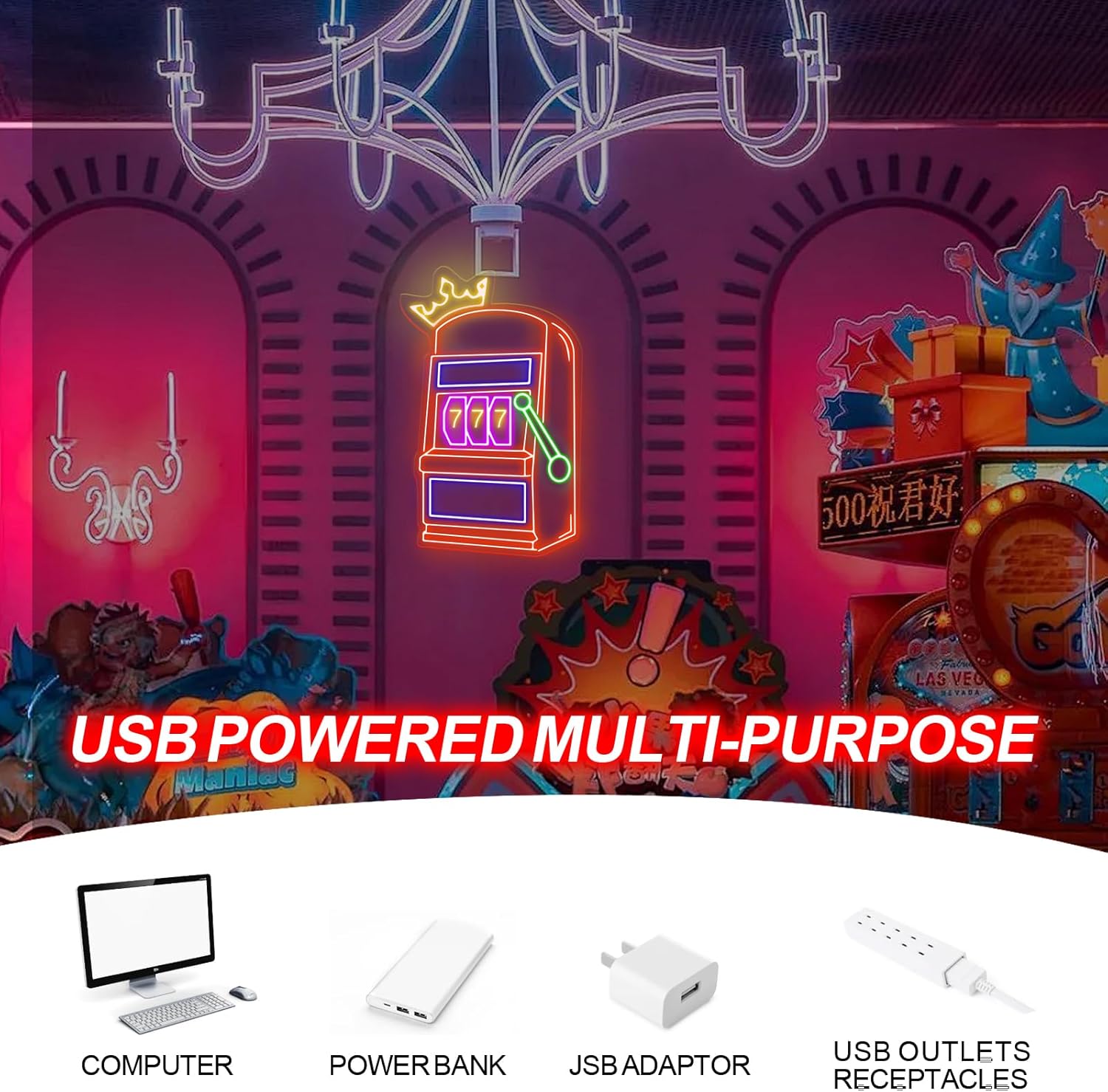 Letrero de neón con iconos de  - Outdoor Power Garage reseña y precio