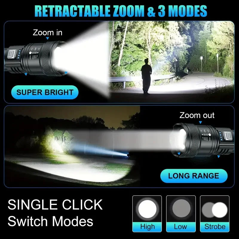Linterna LED táctica de 2000LM - Outdoor Power Bank reseña y precio