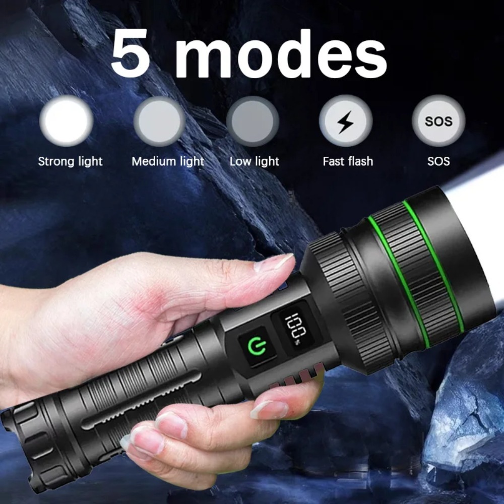 Potente linterna LED con zoom, - Outdoor Power Bank reseña y precio