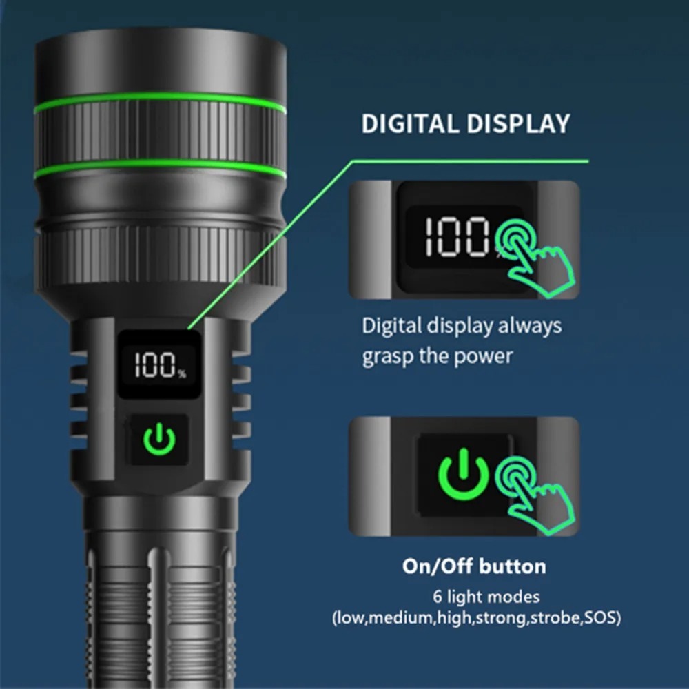Potente linterna LED con zoom, - Outdoor Power Bank reseña y precio